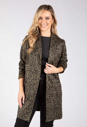 Leaf Print Longline Jacket