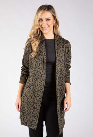 Leaf Print Longline Jacket