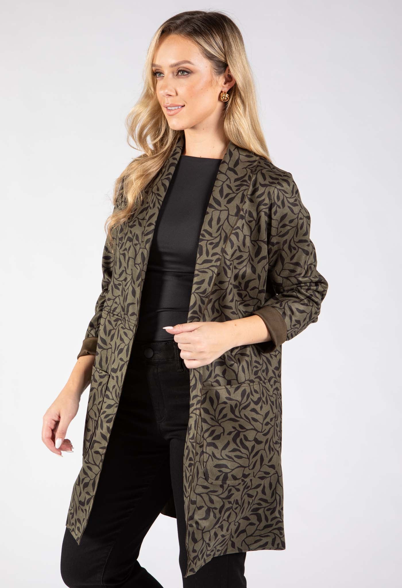Leaf Print Longline Jacket