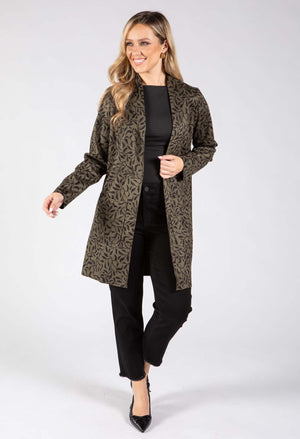 Leaf Print Longline Jacket