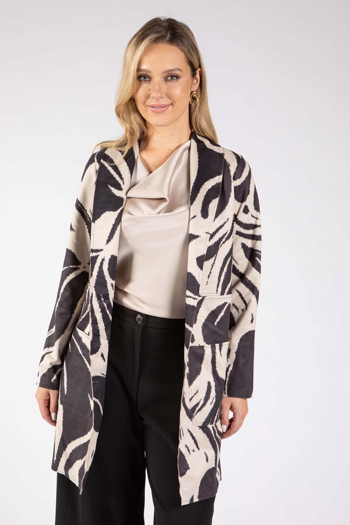 Zebra Print Longline Jacket