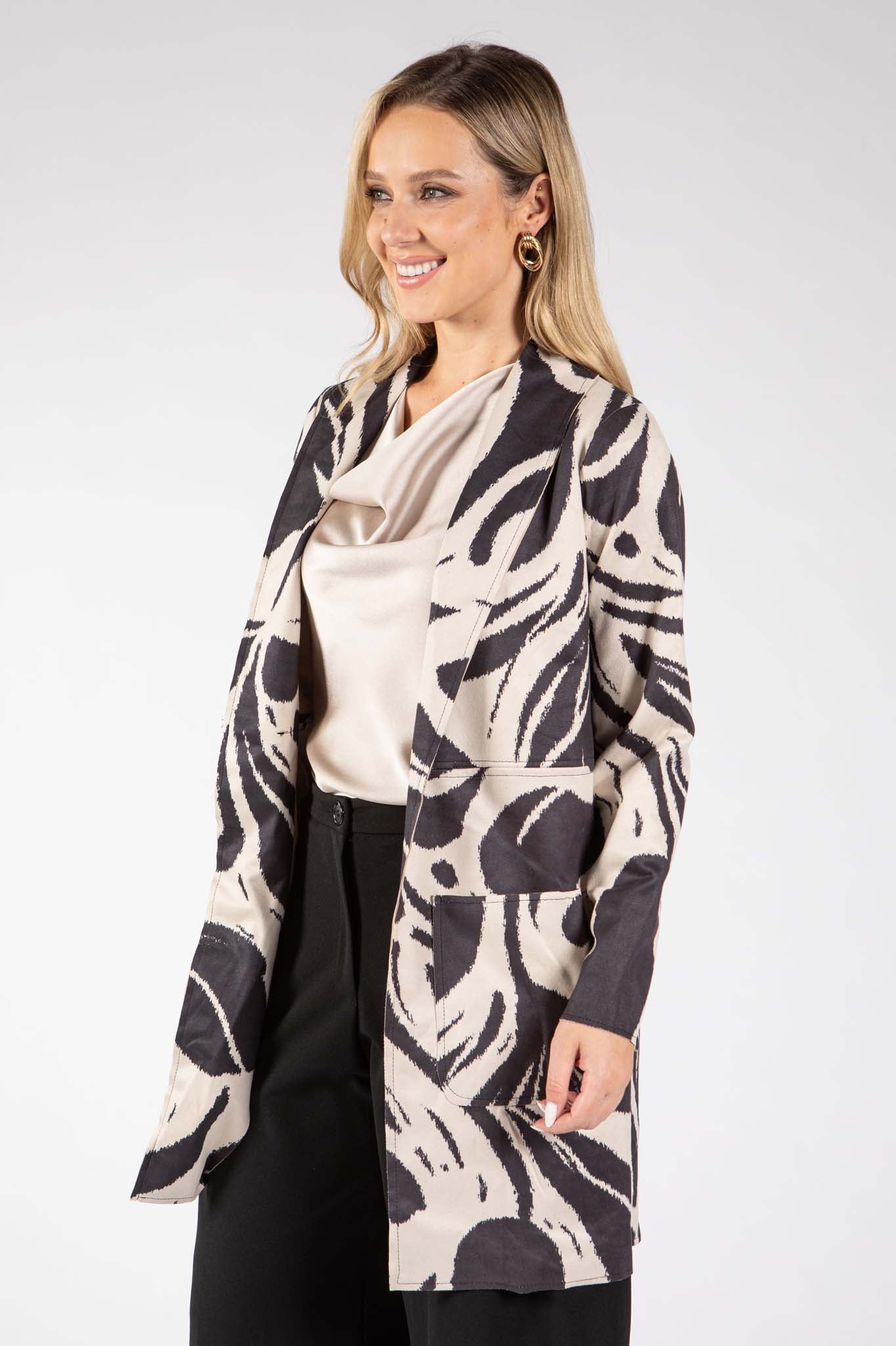 Zebra Print Longline Jacket