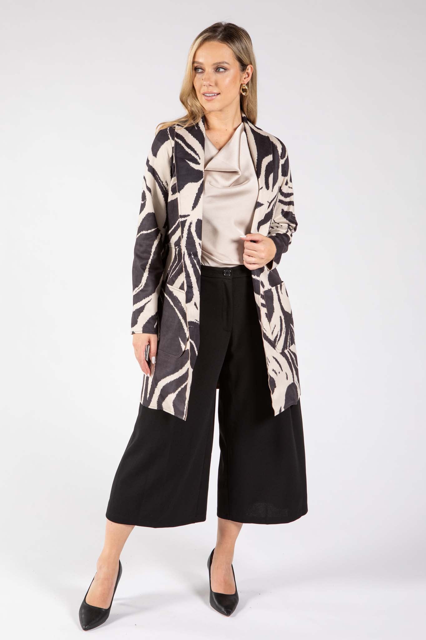 Zebra Print Longline Jacket