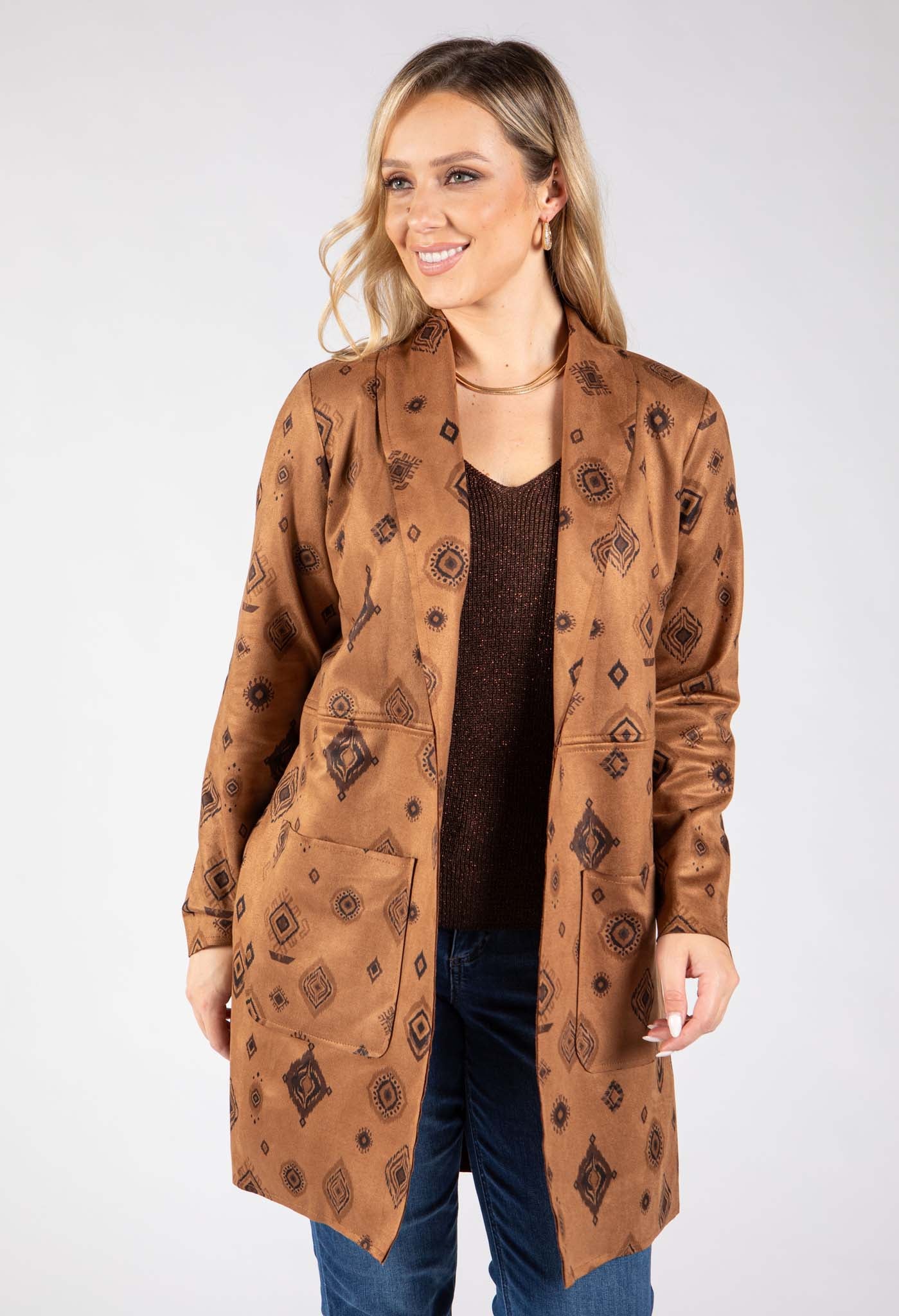 Boho Print Longline Jacket