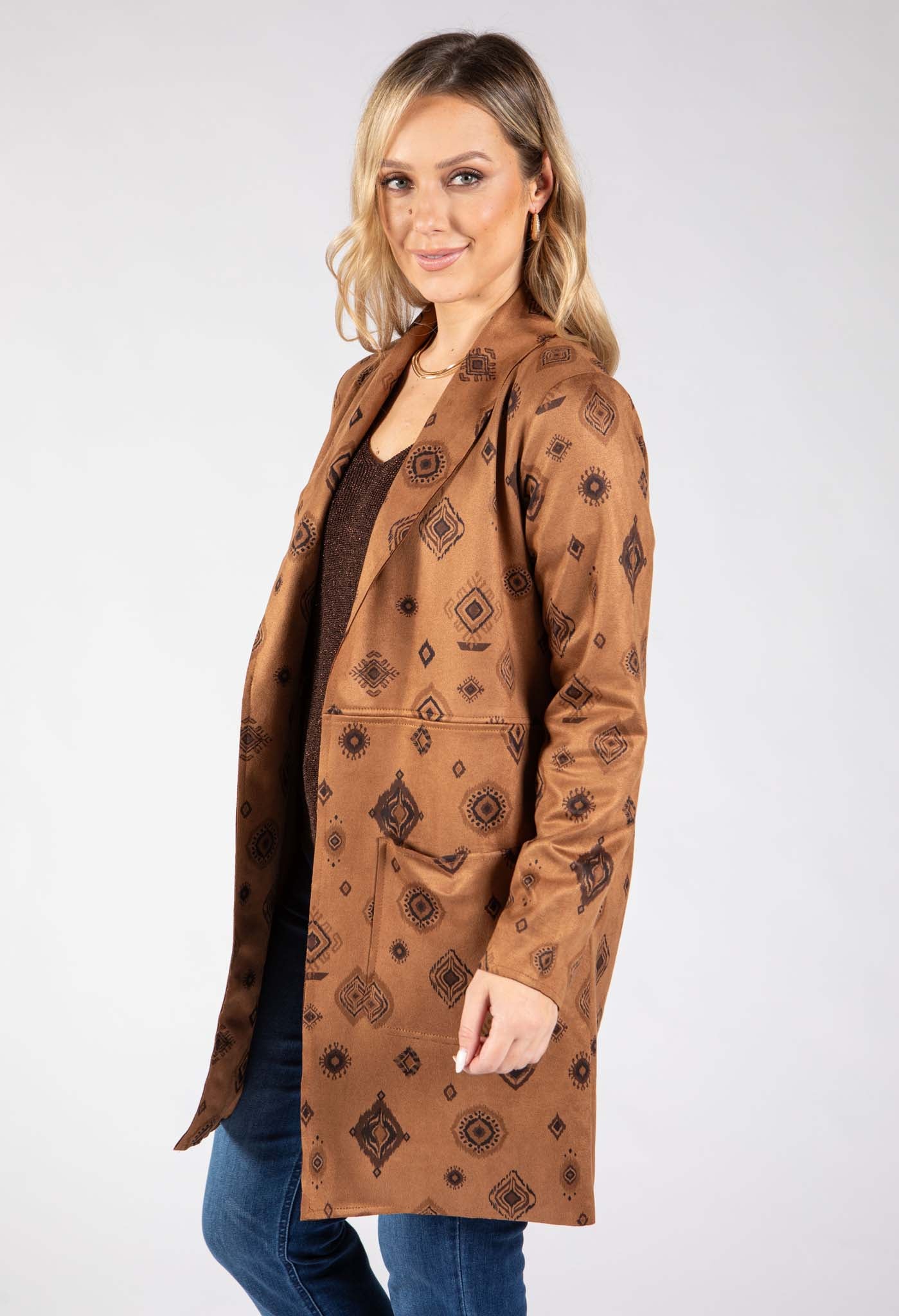 Boho Print Longline Jacket