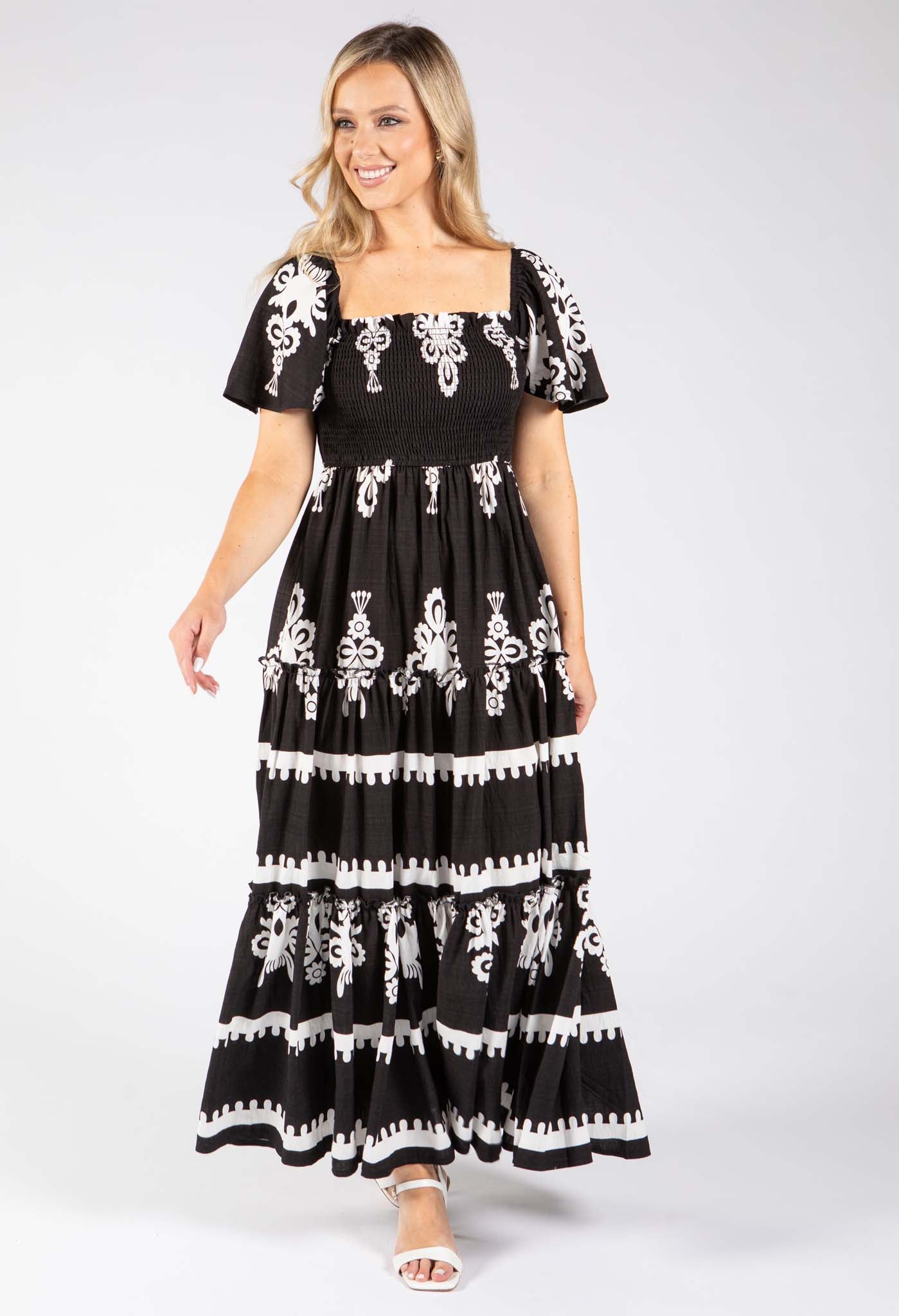 Smocking Bodice Maxi Dress