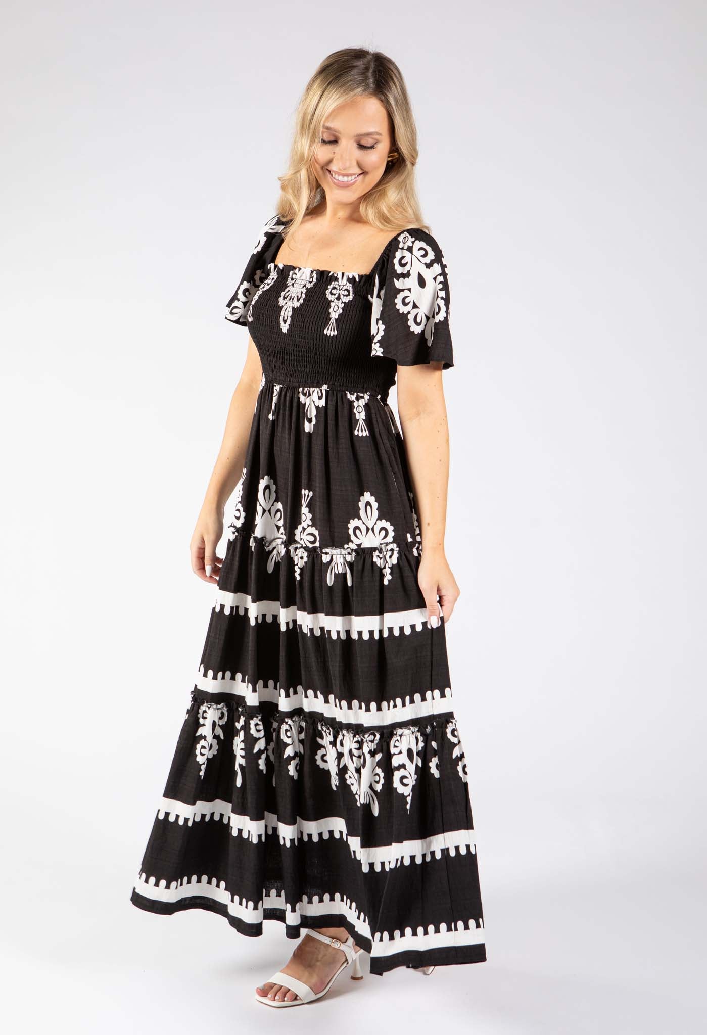 Smocking Bodice Maxi Dress