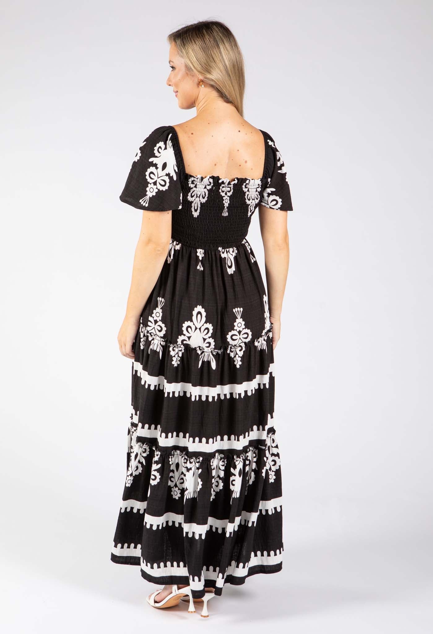 Smocking Bodice Maxi Dress