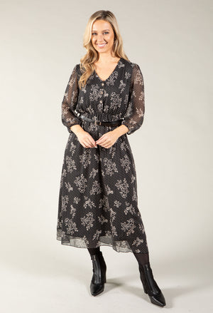 Riade Foil Detail Midi Dress