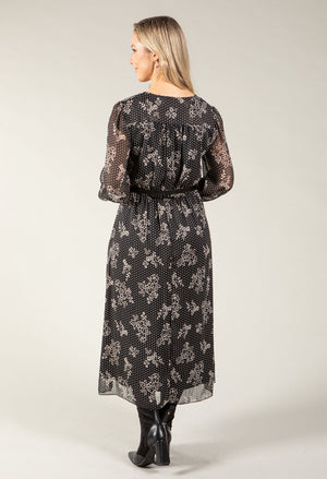 Ropi Floral Print Belted Midi Dress