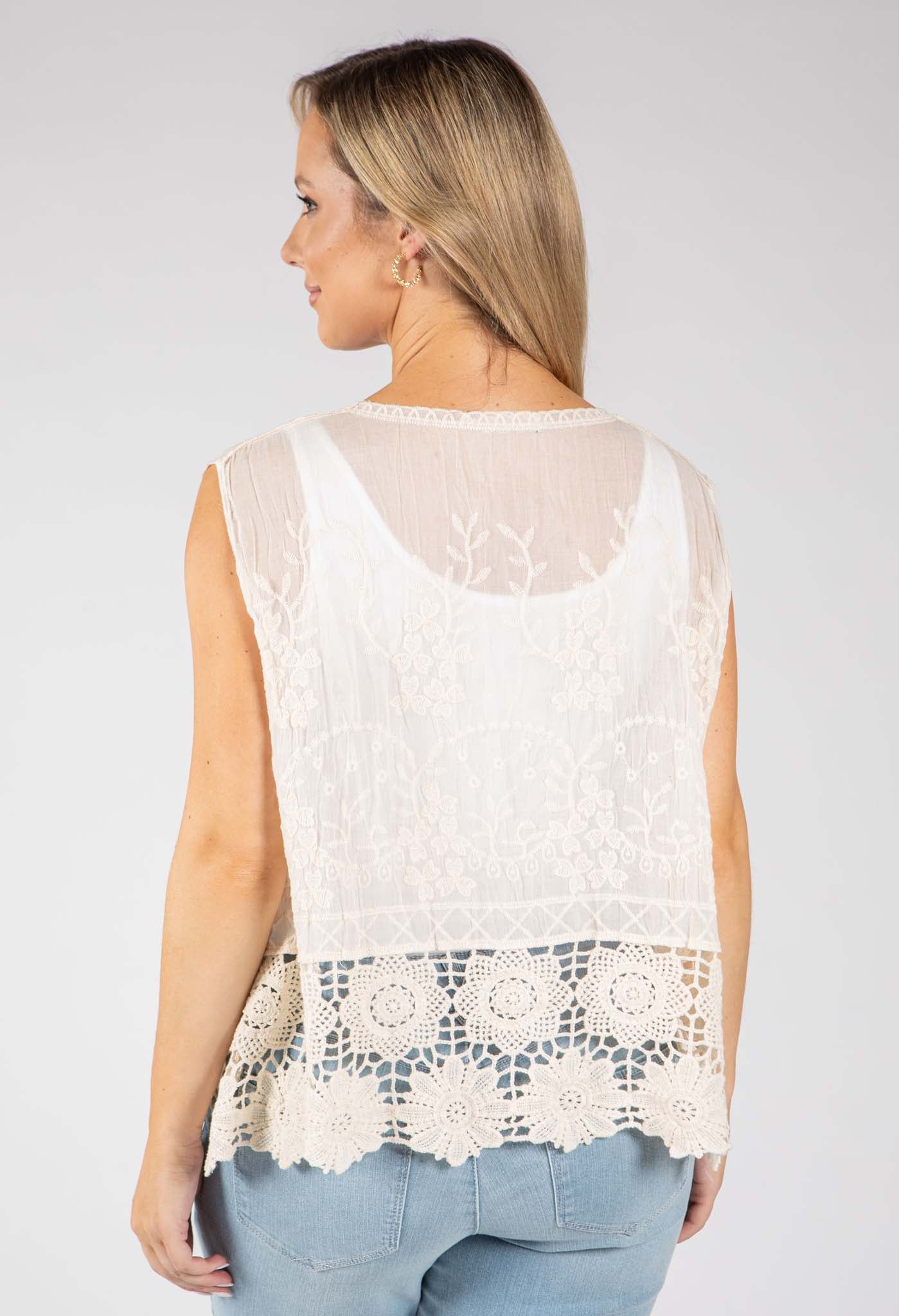 Sleeveless Embroidered Top
