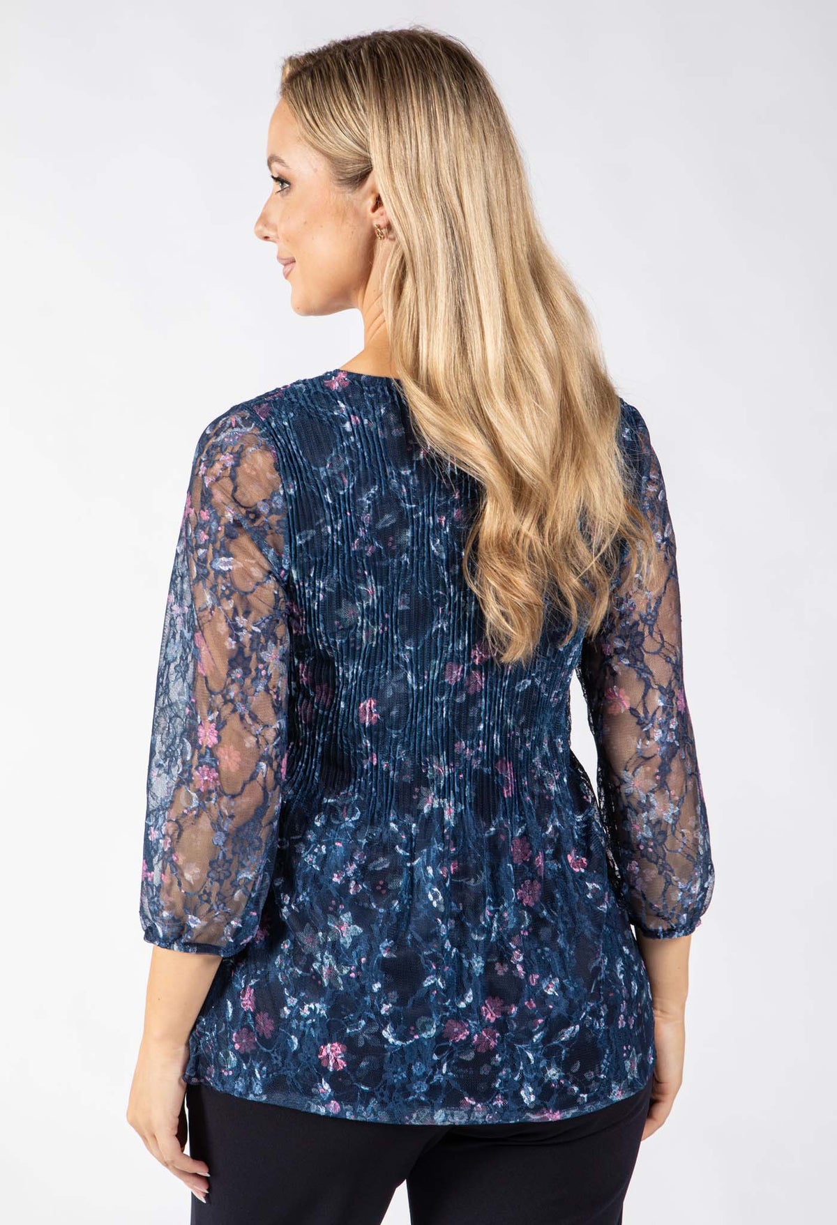 Floral Lace Pleated Blouse