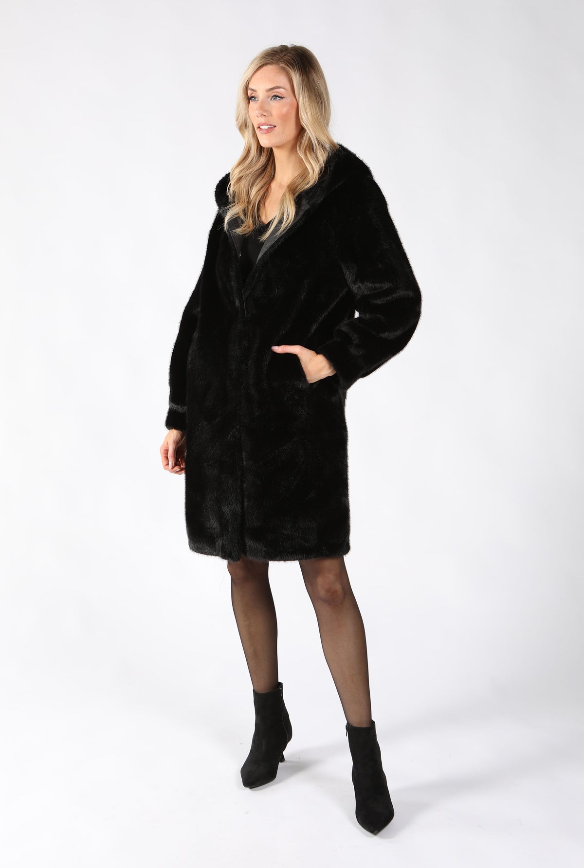 Faux Fur Hooded Coat