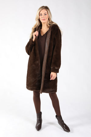 Faux Fur Hooded Coat, view 4 – Pamela Scott