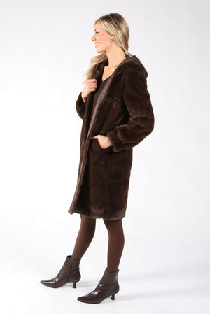 Faux Fur Hooded Coat, view 5 – Pamela Scott