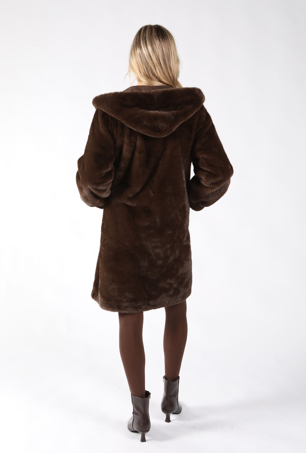 Faux Fur Hooded Coat, view 6 – Pamela Scott