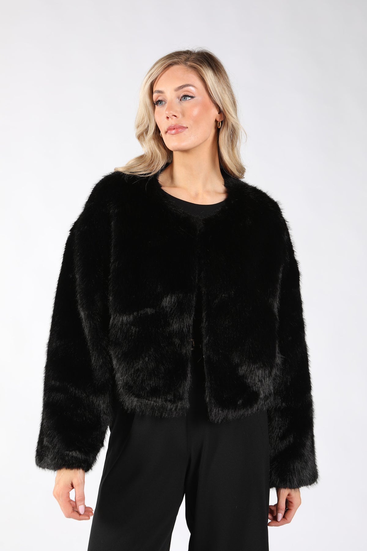 Cropped Faux Fur Jacket