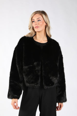 Cropped Faux Fur Jacket