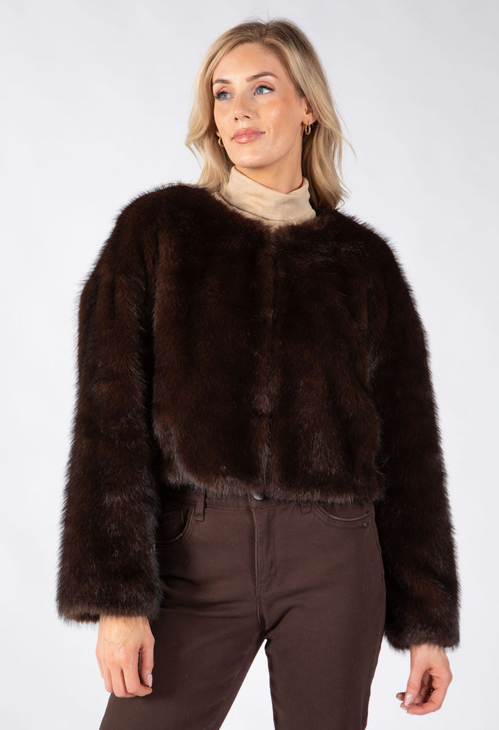 Cropped Faux Fur Jacket