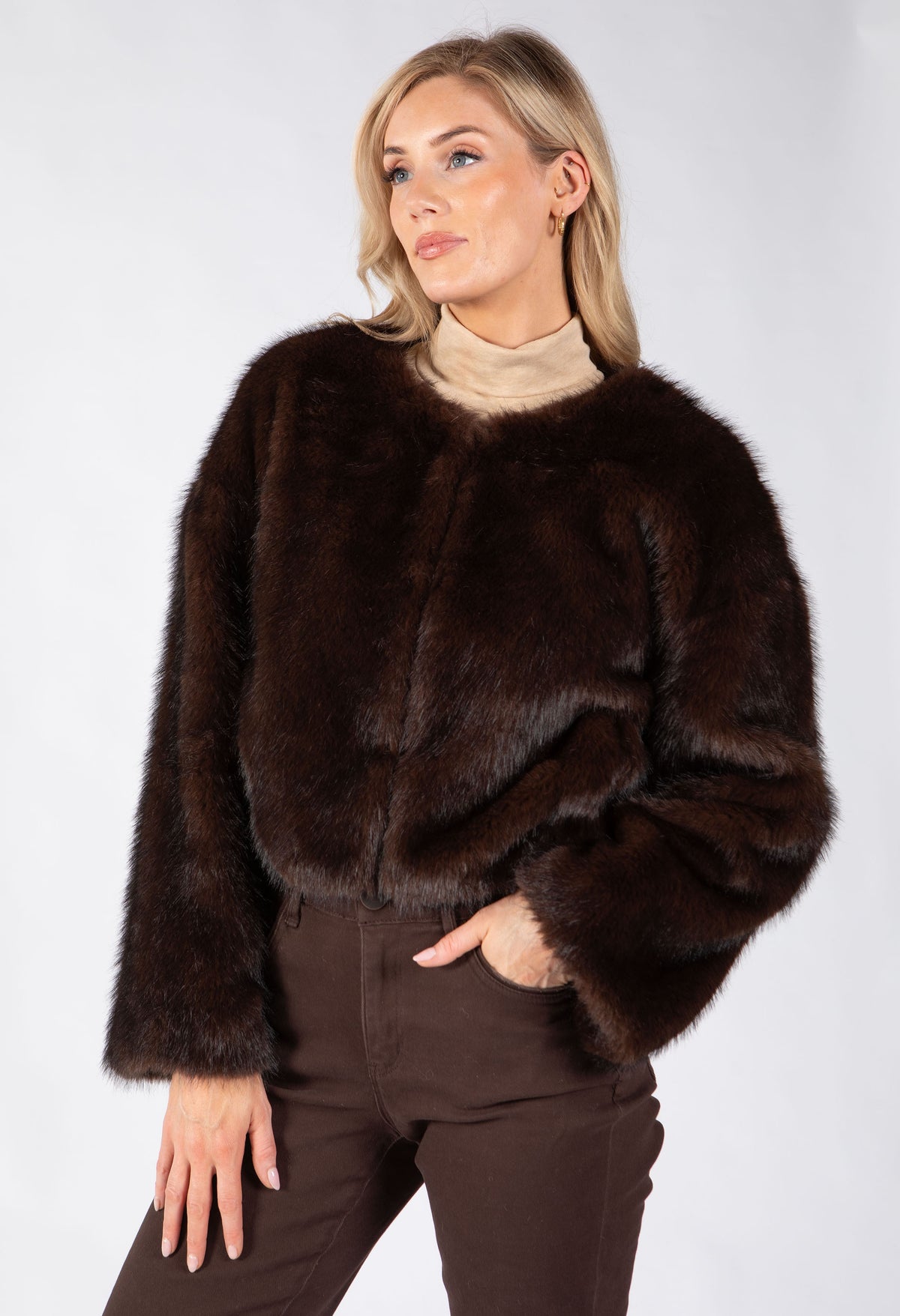 Cropped Faux Fur Jacket
