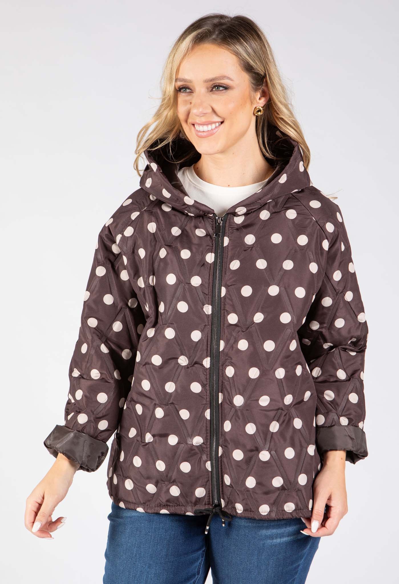 Polka Dot Quilted Coat