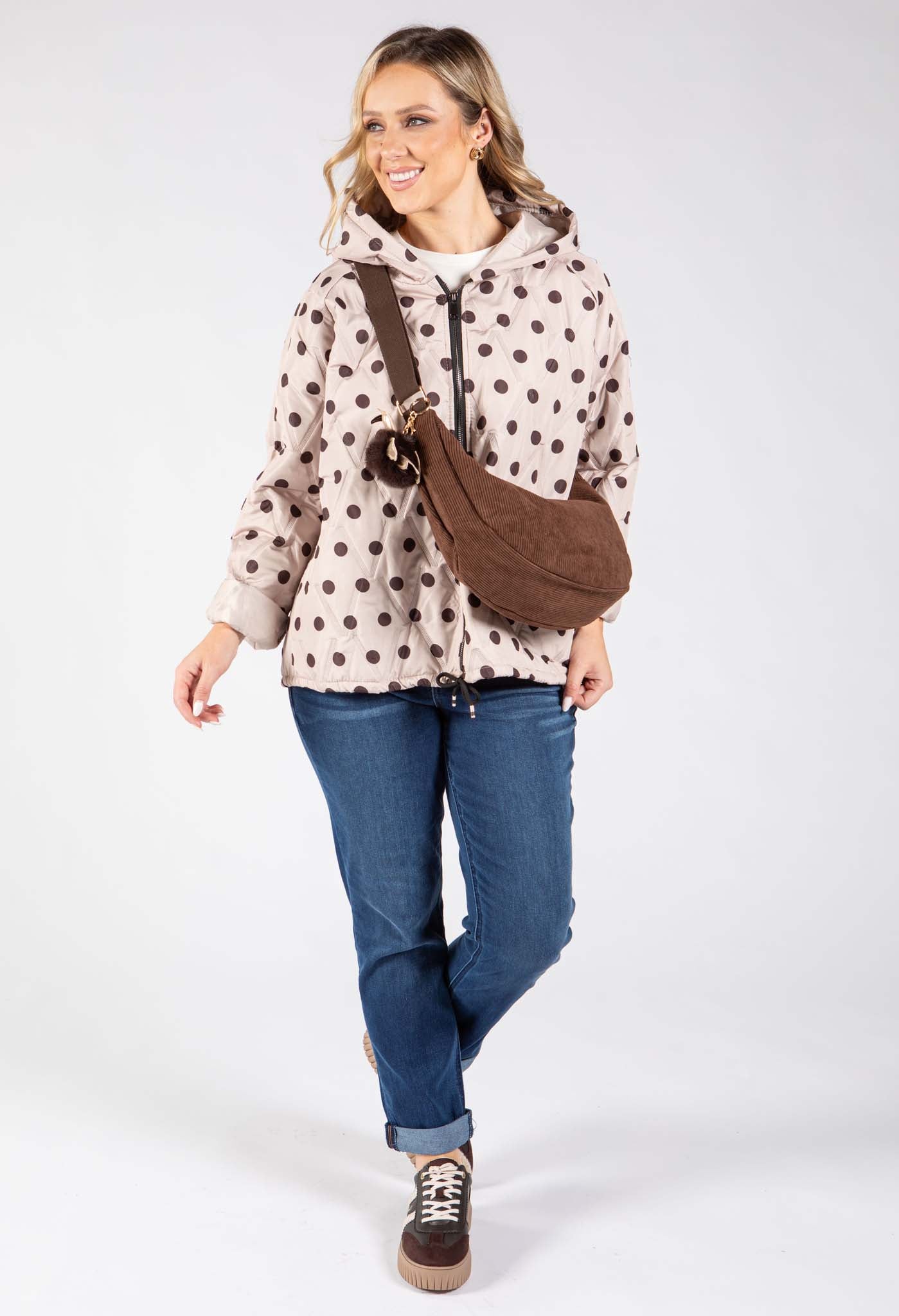 Polka Dot Quilted Coat