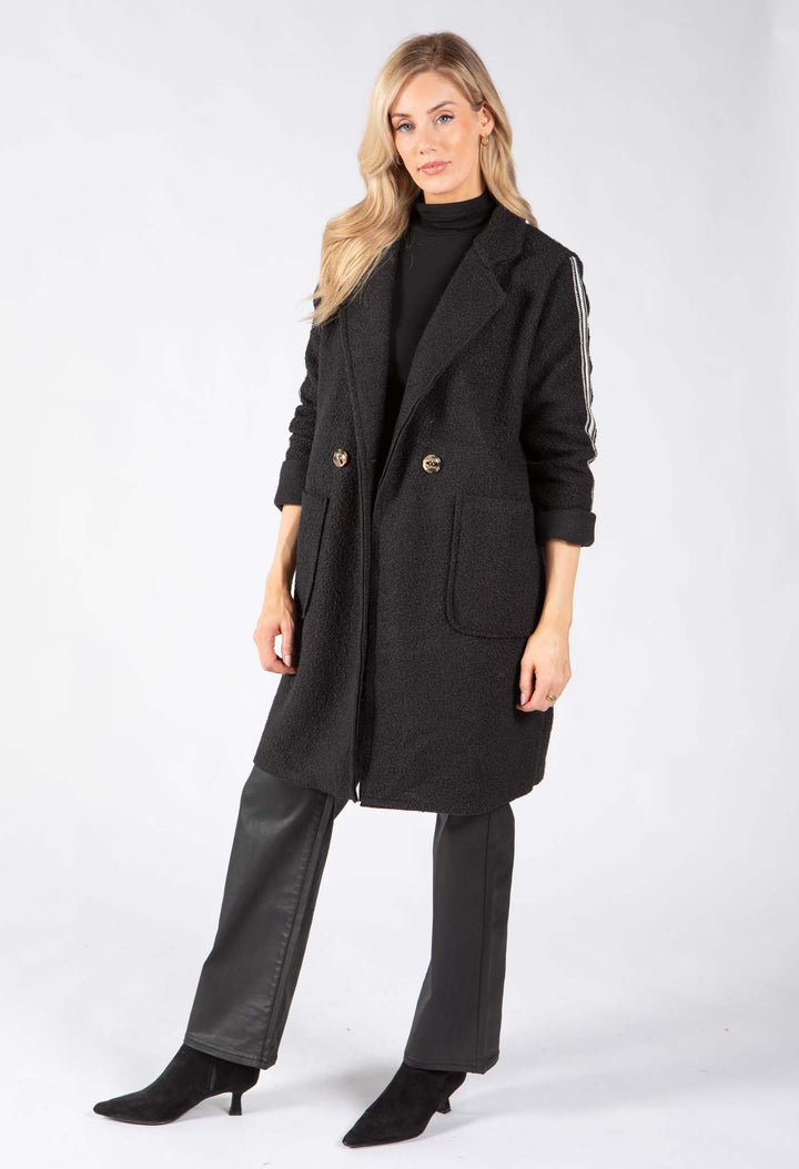 Stripe Detail Boucle Coat