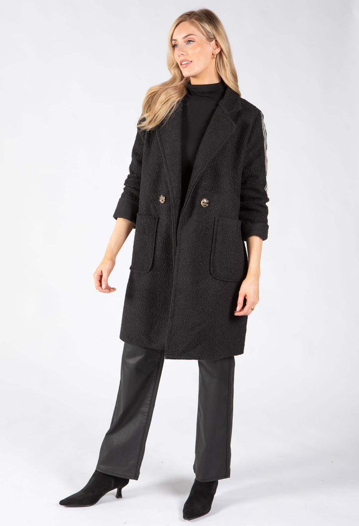 Stripe Detail Boucle Coat