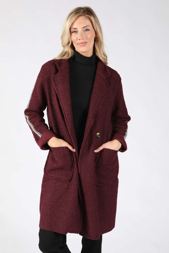 Stripe Detail Boucle Coat