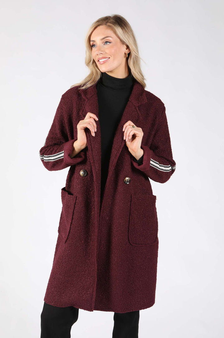 Stripe Detail Boucle Coat