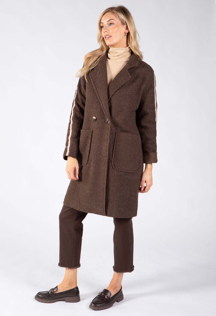 Stripe Detail Boucle Coat