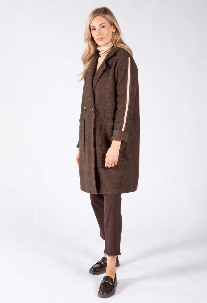 Stripe Detail Boucle Coat