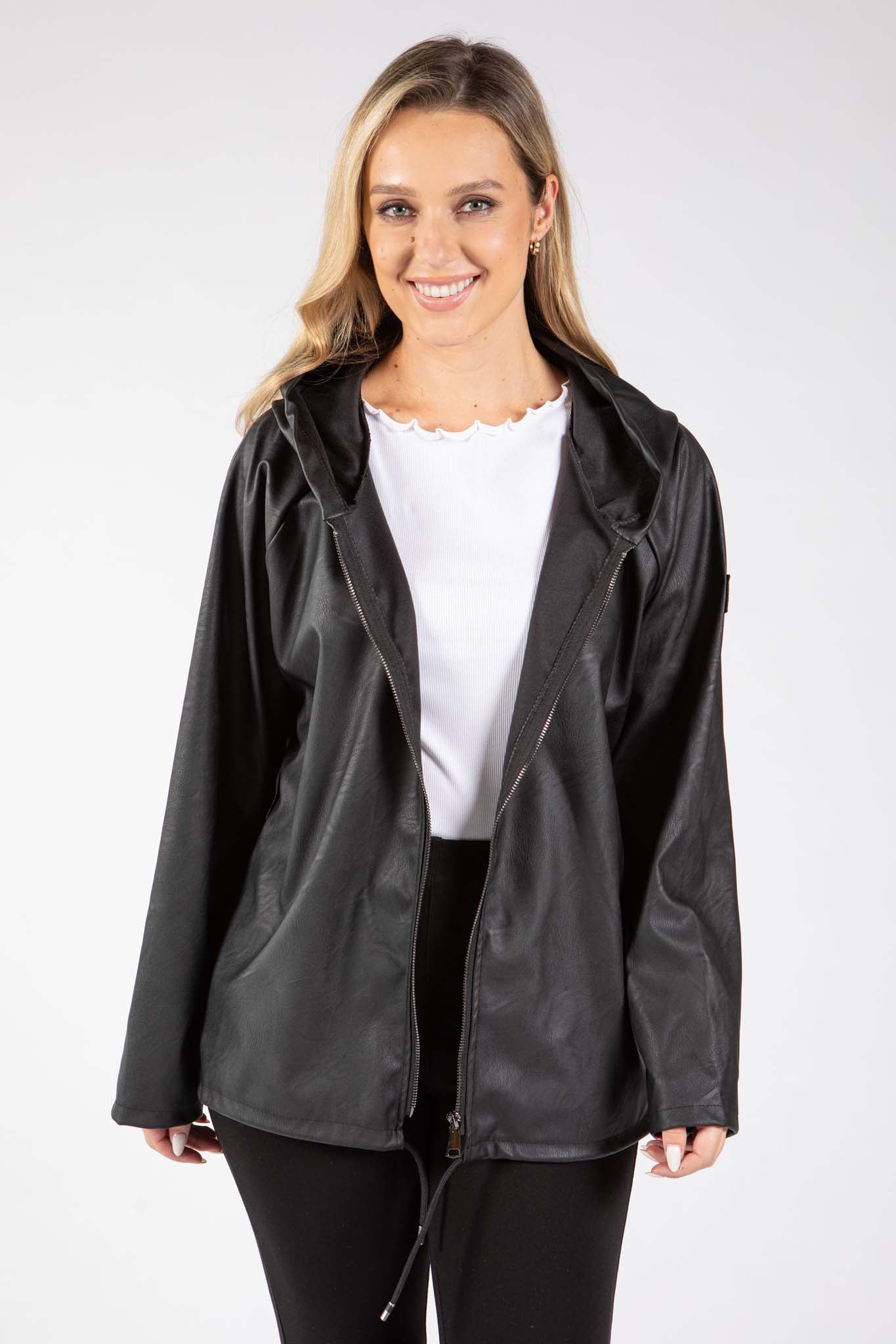 Faux Leather Zip-Up Jacket