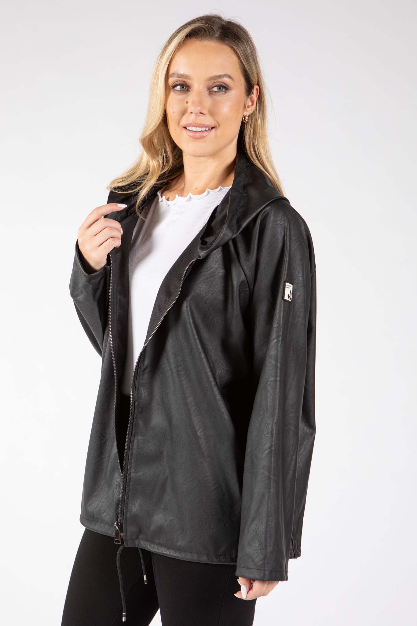 Faux Leather Zip-Up Jacket