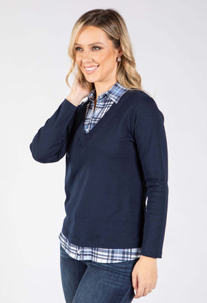 2 in 1 Check Shirt Top