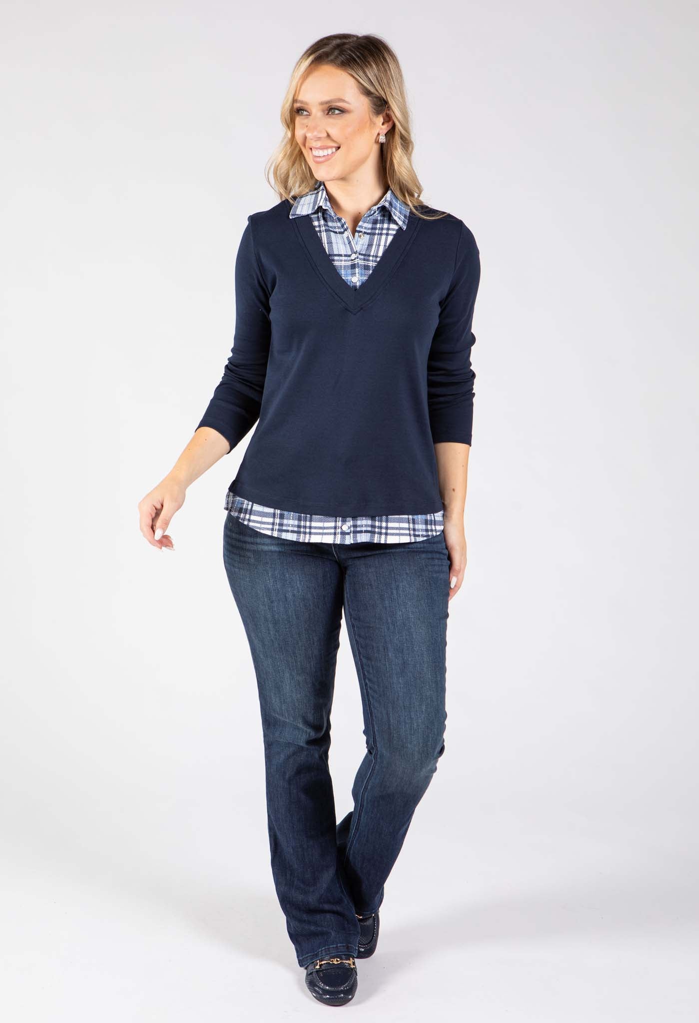 2 in 1 Check Shirt Top