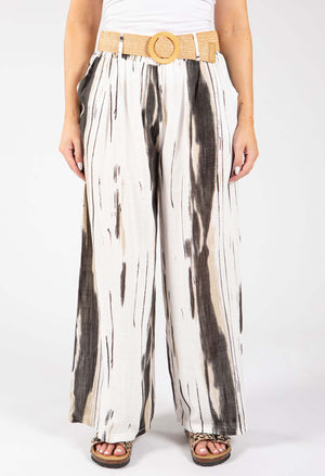 Striped Design Belted Trousers