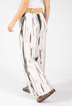 Striped Design Belted Trousers