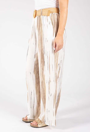 Striped Design Belted Trousers
