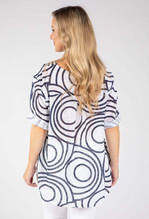Abstract Print Linen Look Blouse