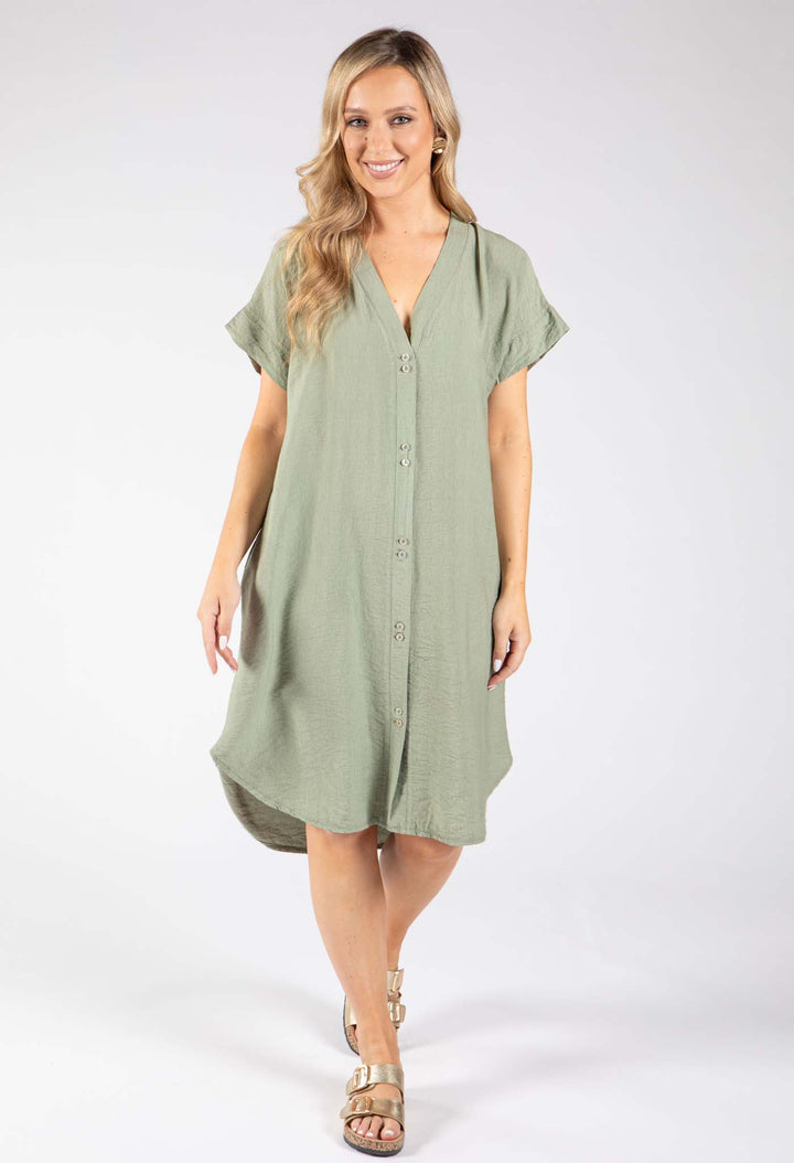 V-Neck Linen Look Dress