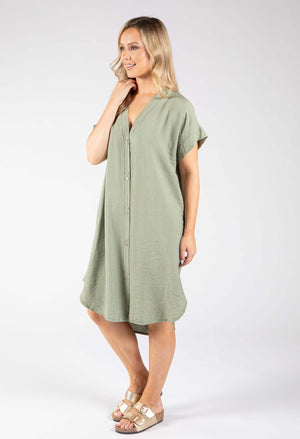 V-Neck Linen Look Dress