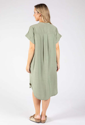 V-Neck Linen Look Dress