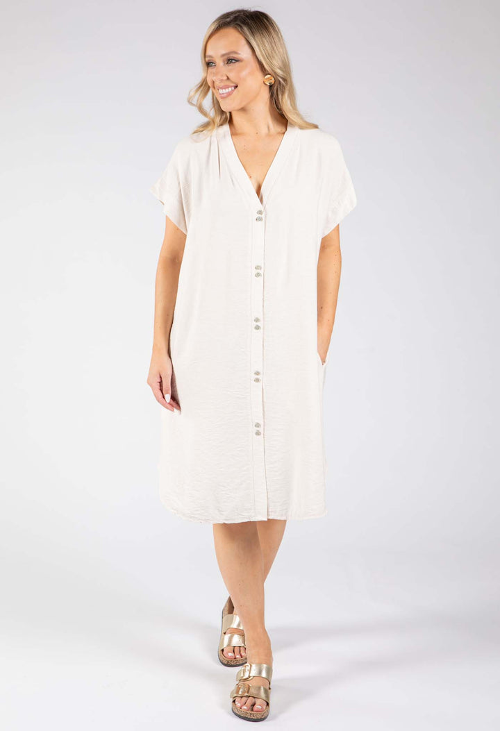 V-Neck Linen Look Dress