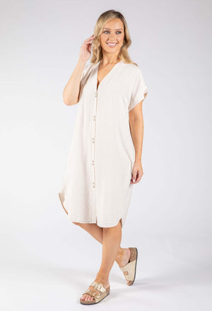 V-Neck Linen Look Dress