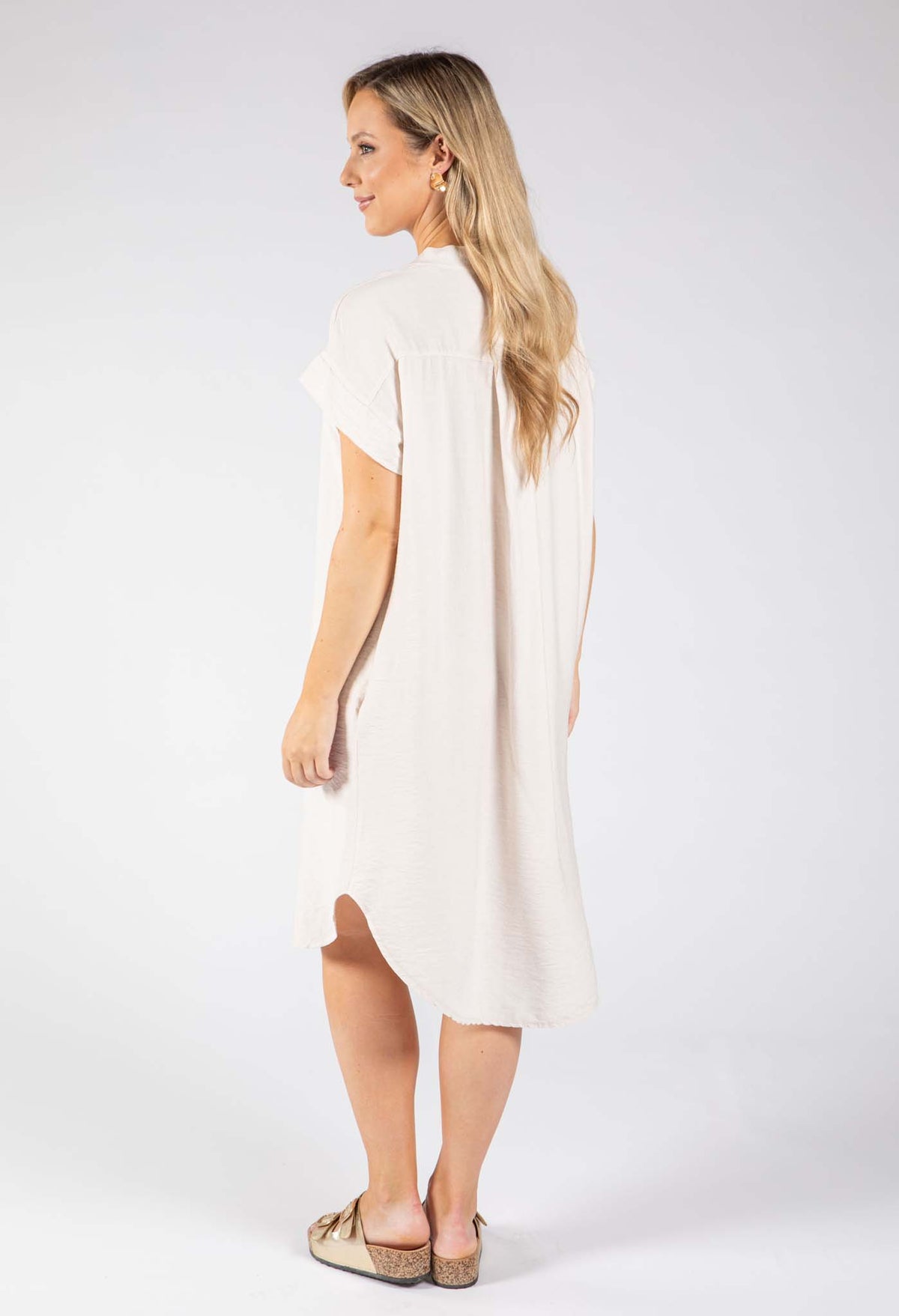 V-Neck Linen Look Dress