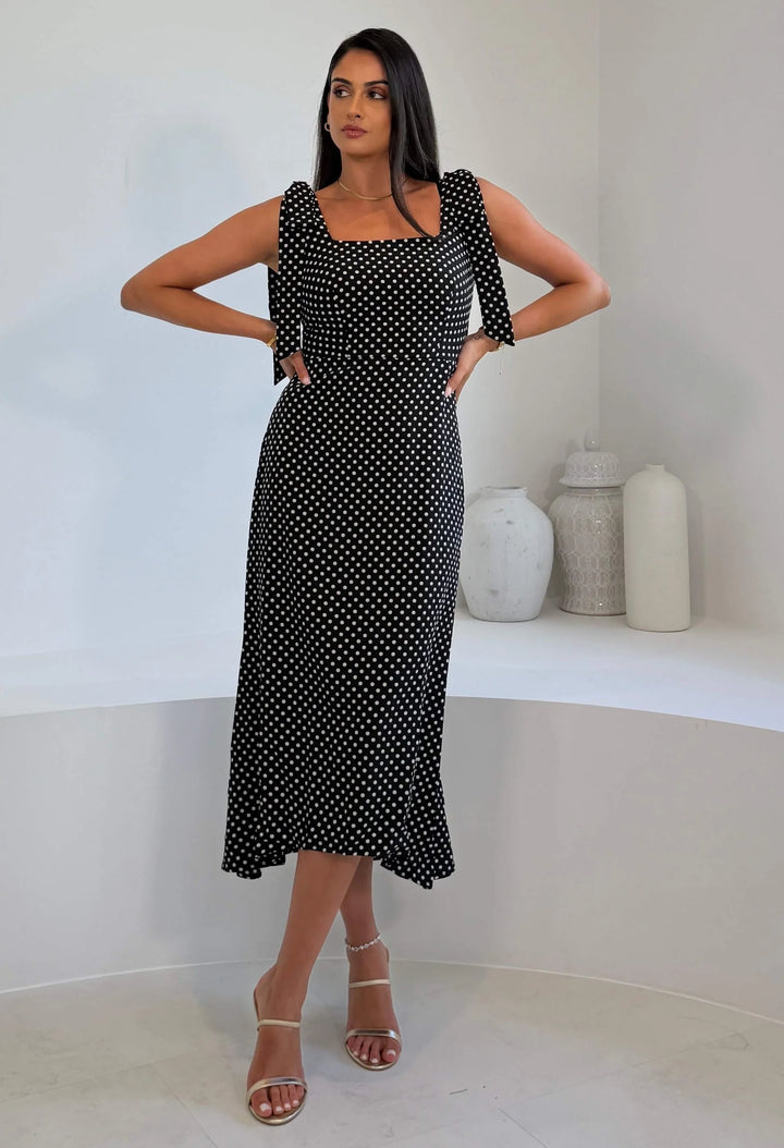 Jovi Tie Shoulder Midi Dress