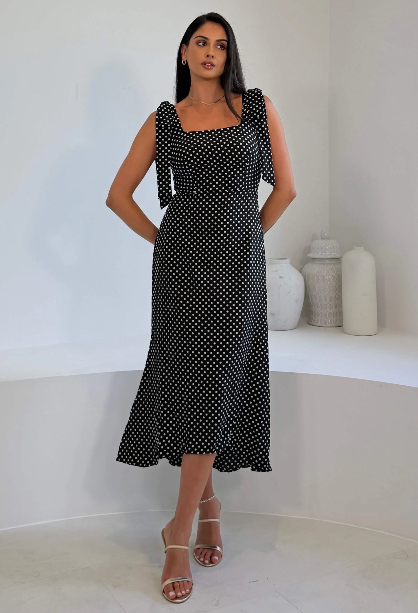 Jovi Tie Shoulder Midi Dress