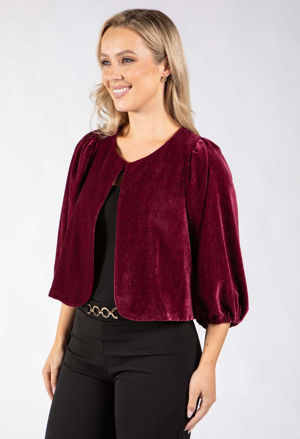 Paris Velvet Balloon Sleeve Jacket
