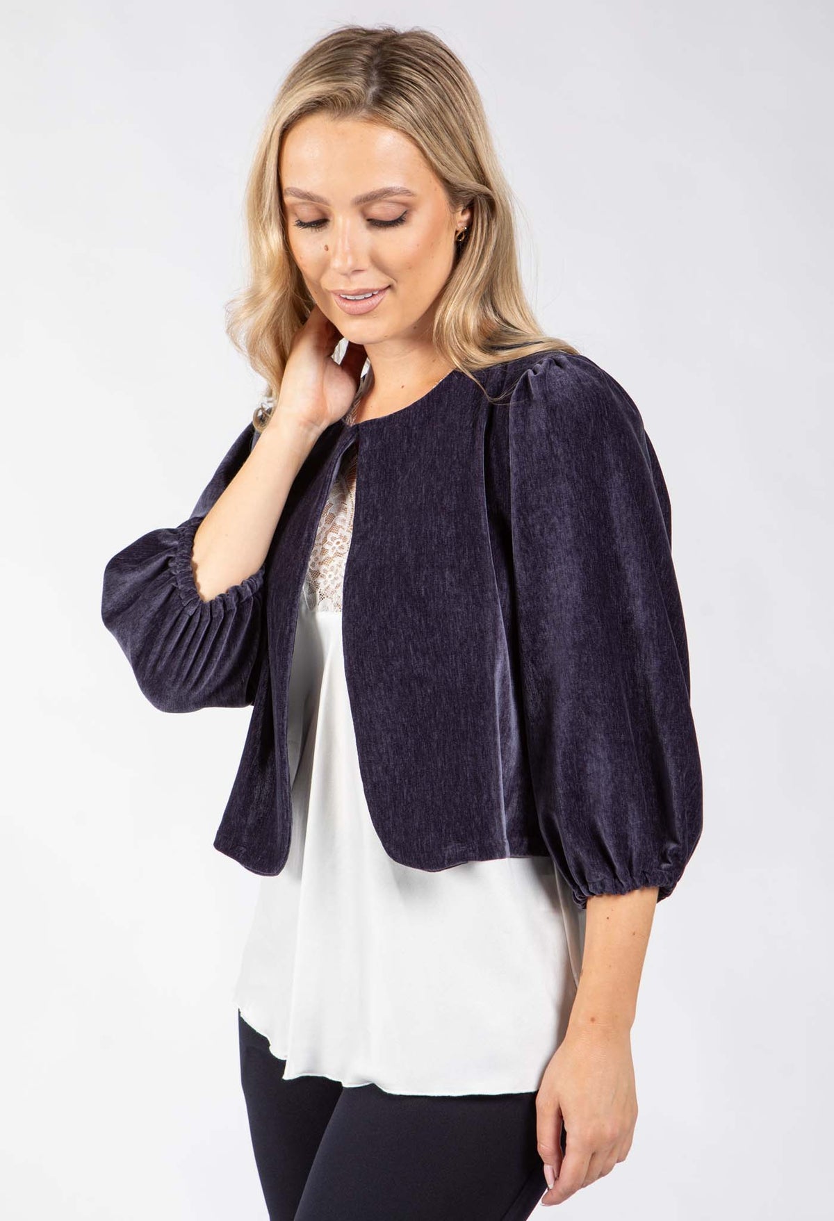 Paris Velvet Balloon Sleeve Jacket